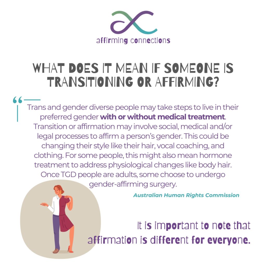 What does transitioning or affirming mean?